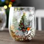 Wholesale new Christmas tree cup double layer cup flowing sequined high borosilicate glass high temperature resistant
