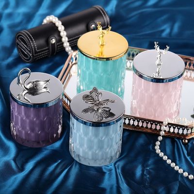 Nordic style colored transparent glass storage jar creative personalized home decoration ornaments light luxury aromatherapy jar