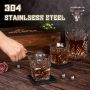 Wholesale luxury Whiskey decanter gift set, spiral whiskey glass with cooling ball, gift for men