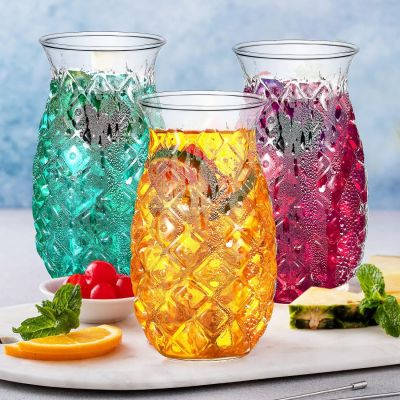 Retro embossed pineapple glass transparent water glass suitable for wine cocktail drinks martini whiskey juice