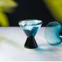 Handblown Colorful Stemless 4-Ounce Martini Glass Elegant Crystal Wine Glass Chrysanthemum Blue