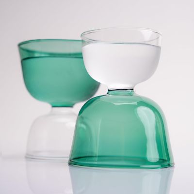 Unique Cocktail Glass Double Sided Colored Glass Cute Glassware Retro