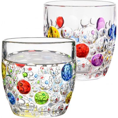 Colorful sparkling water cup, stemless champagne glasses, cocktail glasses, classic
