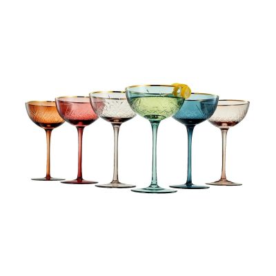 Vintage Art Deco stemware for champagne, martinis, cocktails; crystal speakeasy style tea cup with handle