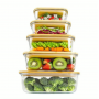 Wood Lid High Borosilicate Glass Food Storage Container Set for Amazon Styrofoam Safe Lunch Box and Glass Bowl