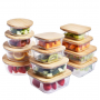 Wood Lid High Borosilicate Glass Food Storage Container Set for Amazon Styrofoam Safe Lunch Box and Glass Bowl