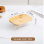 Wood Lid High Borosilicate Glass Food Storage Container Set for Amazon Styrofoam Safe Lunch Box and Glass Bowl