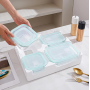8-Piece High Borosilicate Glass Food Storage Container Set for Amazon Styrofoam Safe Lunch Box and Glass Bowl with Blue Lids