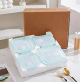8-Piece High Borosilicate Glass Food Storage Container Set for Amazon Styrofoam Safe Lunch Box and Glass Bowl with Blue Lids