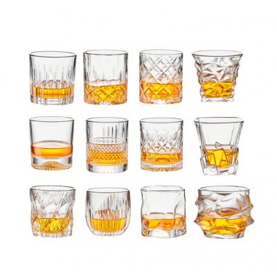 Embossed whisky glass gift box set bar classic spirits foreign wine glass home glass glass beer glass