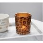 Leopard Print Glass Candle Holder Decorative Votive Jar for Home Hotel and Events
