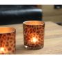 Leopard Print Glass Candle Holder Decorative Votive Jar for Home Hotel and Events
