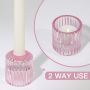 Amber Ribbed Glass Candle Holder Set Wholesale